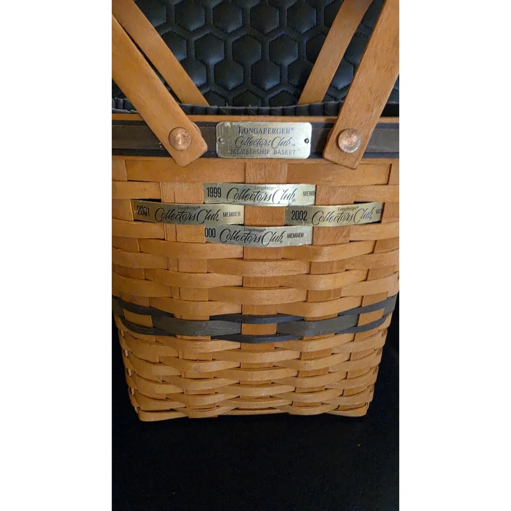 1998 Longaberger Collectors Club Membership Basket Liner, '98-'02 Member Tags